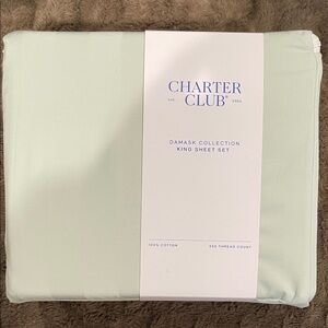 Charter Club Damask Collection King Sheet Set - Light Green 100% cotton